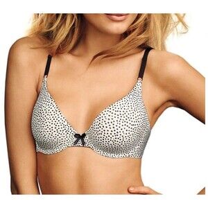 Maidenform One Fab Fit Underwire Bra Size 38DD Twinkle Dot Cream Black 07959 NEW